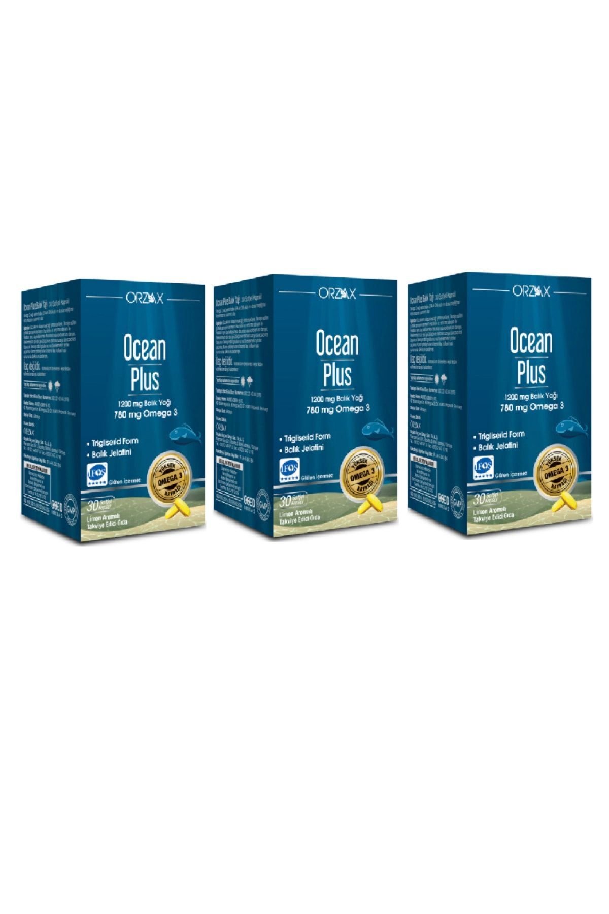Saf Balık Yağı - Ocean Plus Omega 3 1200 Mg 30 Kapsül X3 Adet