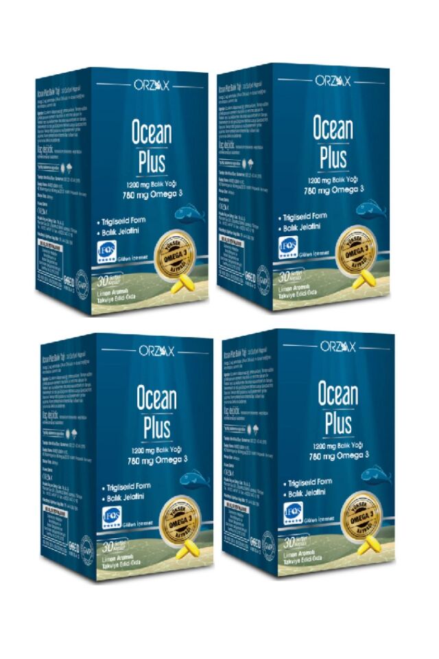 Saf Balık Yağı - Ocean Plus Omega 3 1200 Mg 30 Kapsül X4 Adet