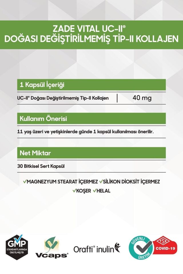 Uc-ıı Tip-ıı Kolajen 30 Kapsül
