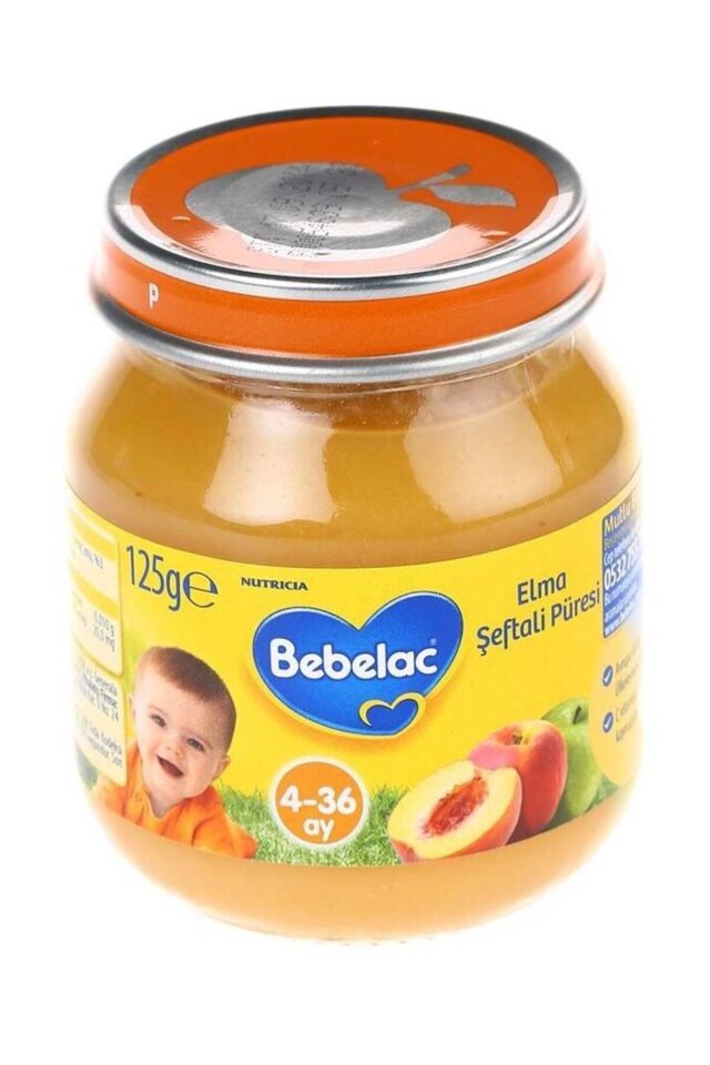 Elma Şeftali Püresi Kavanoz Maması 125 gr