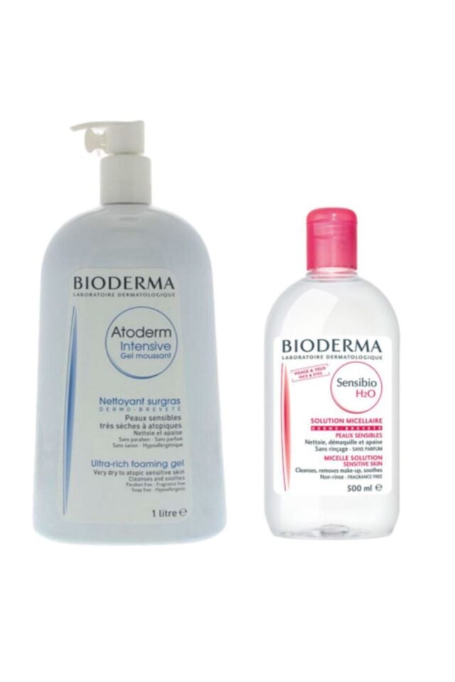 Atoderm Intensive Foaming Gel 1 litre Sensibio H2o Yüz Ve Makyaj Temizleme Suyu 500 ml