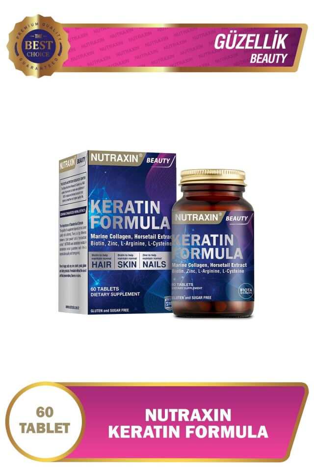 Keratin Formula Hair Nails Skin Takviye Edici Gıda 60 Tablet