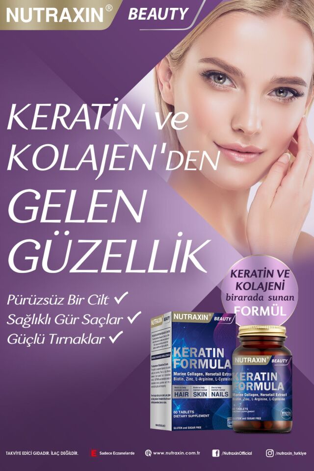 Keratin Formula Hair Nails Skin Takviye Edici Gıda 60 Tablet
