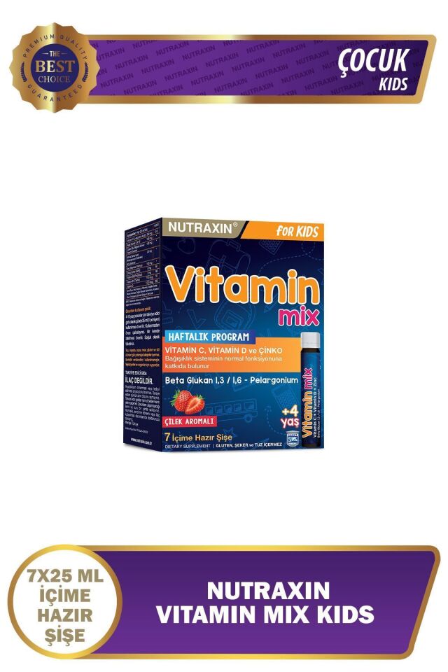 Vitamin Mix For Kids 7x25 ml - Çocuk Vitamini Beta Glukan Vitamin C Çörek Otu Keçi Boynuzu