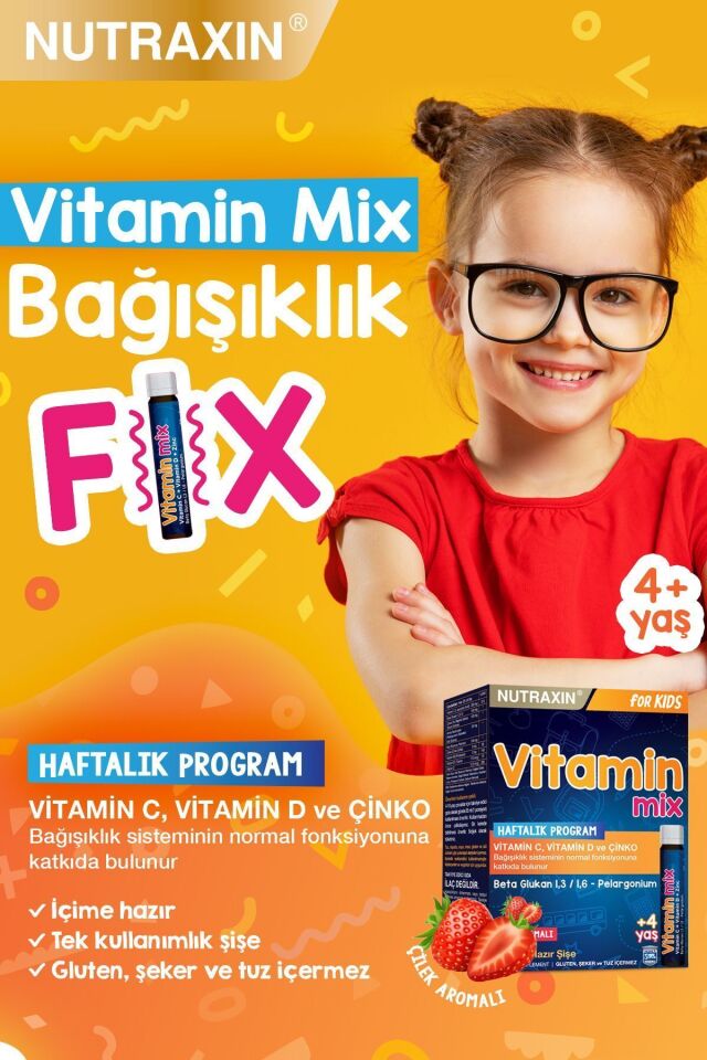 Vitamin Mix For Kids 7x25 ml - Çocuk Vitamini Beta Glukan Vitamin C Çörek Otu Keçi Boynuzu