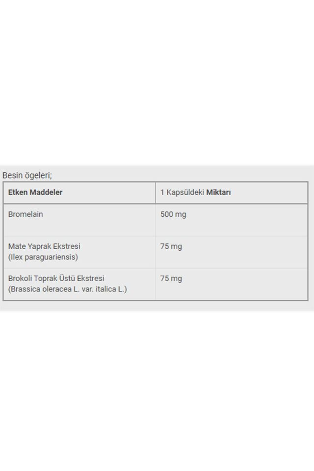 Dinamis Bromelain Mate Broccoli Extract 30 Kapsül