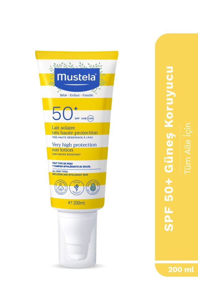 Yüksek Koruma Yüz Vücut Güneş Kremi Tüm Ciltler Bebek Çocuk Yetişkin 200ml SPF 50+