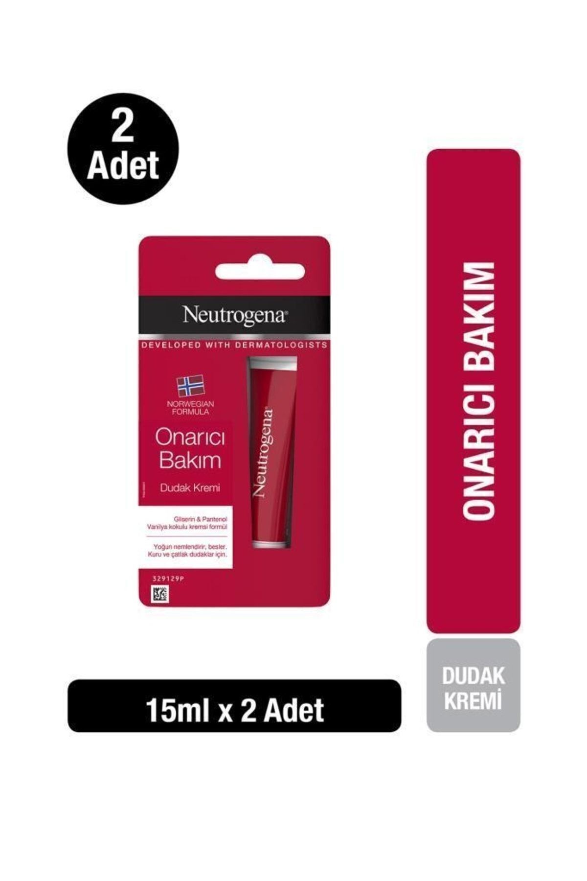 Onarıcı Bakım Dudak Kremi 15 ml x 2 Adet