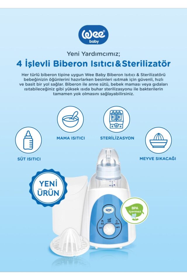 4 Işlevli Biberon Isıtıcı & Sterilizatör