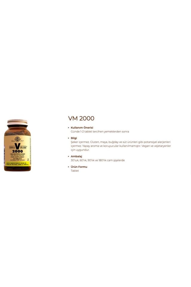 Vm 2000 Multivitamin 60 Tablet