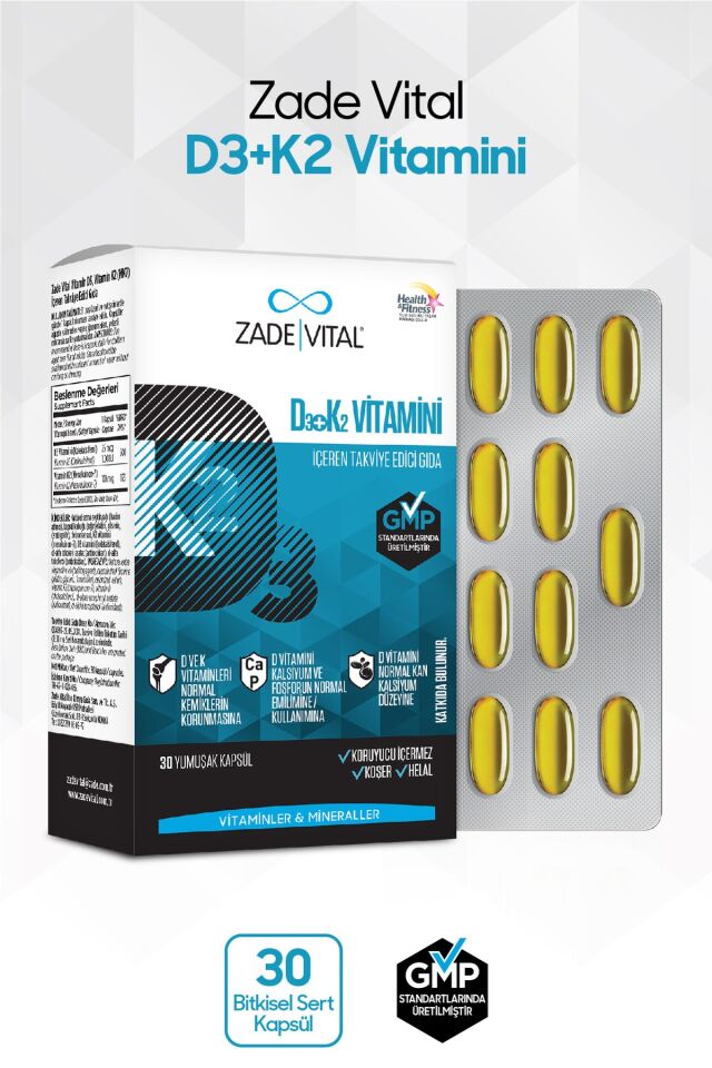 D3 + K2 Vitamini Içeren Takviye Edici Gıda 30 Yumuşak Kapsül