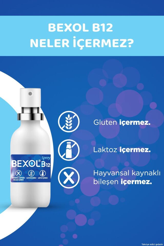 B12 Dilaltı Sprey, 15 ml B12 Vitamini Içeren Takviye Edici Gıda 8699546650088