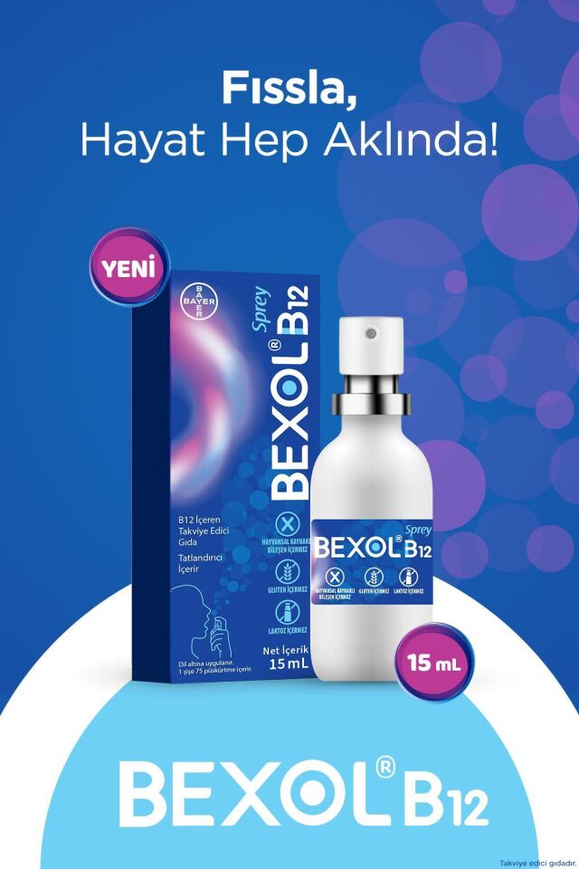 B12 Dilaltı Sprey, 15 ml B12 Vitamini Içeren Takviye Edici Gıda 8699546650088