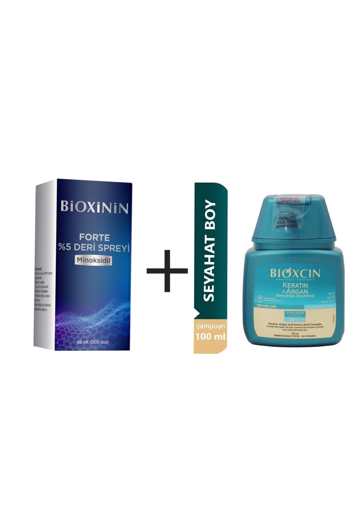 %5 sprey+Bioxcin Keratin Ve Argan Onarıcı şampuan 100ml