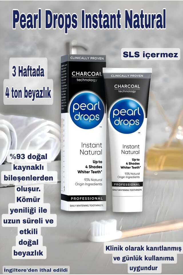 Instant-2 Adet.kömür Yeniliği Ile Anında Beyazlatıcı,%93 Doğal Bileşenlerden Oluşan Diş Macunu 75ml