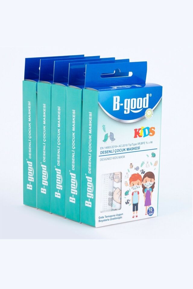 3 Katlı Desenli Çocuk Maskesi 10'lu X 5