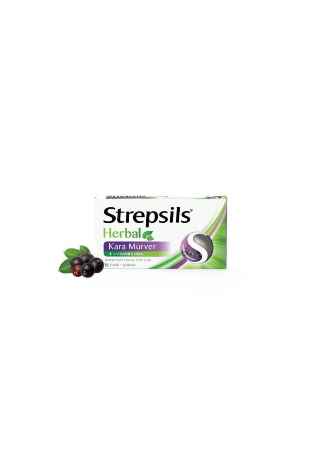 Strepsils Herbal Kara Mürver 16 Pastil