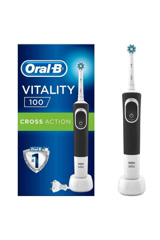 D100 Şarj Edilebilir Diş Fırçası Cross Action Siyah
