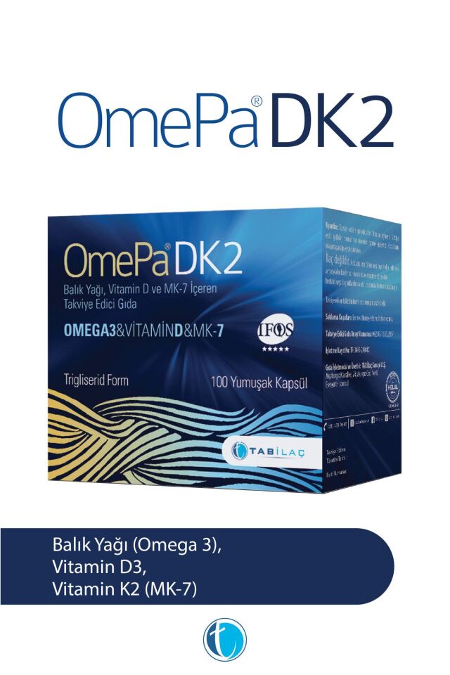 DK2 100 Yumuşak Kapsül D3K2 Omega 3 Balık Yağı