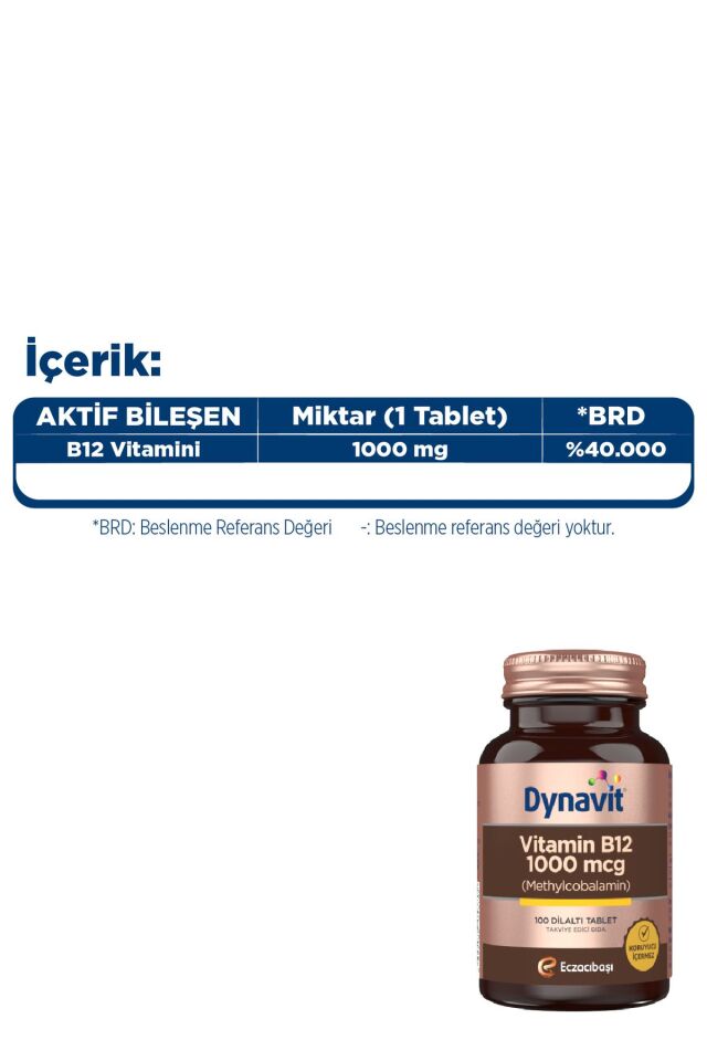 Vitamin B12 1000 mcg 100 Dilaltı Tablet