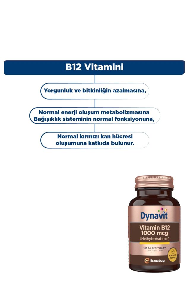 Vitamin B12 1000 mcg 100 Dilaltı Tablet